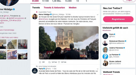 Twitter-Seite der Pariser Bürgermeisterin Anne Hidalgo (Quelle: Screenshot von Twitter)